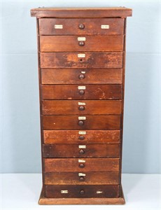 12-Drawer Antique Hardware or Apothecary Cabinet