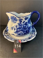 Vtg Blue Floral Teapot Wall Pocket By.....