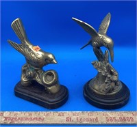 2 Brass Bird Statues On Stands