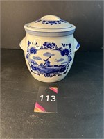 Delft Blue Mustard/Condiment Pot With Lid