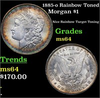 1885-o Rainbow Toned Morgan $1 Grades Choice Unc