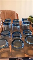 Six Blue water and  rock glasses