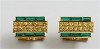 Yellow diamond, emerald & 18K cufflinks by Ruser