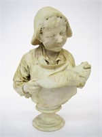 Antique Alabaster Bust of Boy