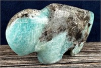 Carved Amazonite Buffalo Fetish