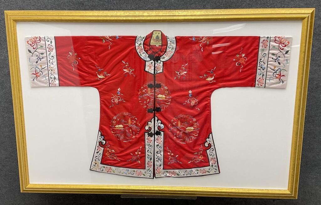 Framed Embroidered Asian Kimono