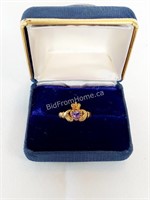 9KT GOLD RING WITH AMETHYST STONE