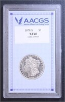 US Coins 1878-S Morgan Dollar in Holder, Circulate