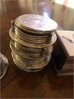 Silver plated coasters and wood coasters #205