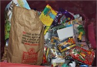 tote full of Wendy's toys & misc. items