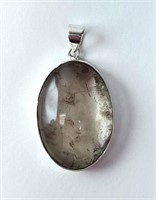 Large Sterling Clear Quartz Pendant 22 Grams