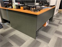 2 Timber L Shaped Office Desks each with Pedestal