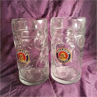 1 Liter Paulaner Munchen beer mugs