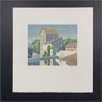 A.J. Casson's "Old Mill Elora" Original Stone Lith