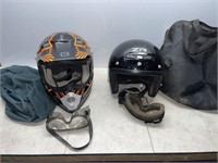 2 helmets - black & orange is XL, the solid