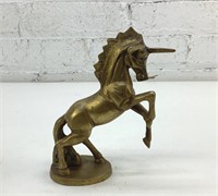 7" solid brass unicorn statue