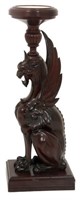 Carved Winged Griffin Onyx Top Plant Stand