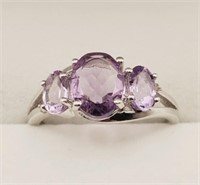 (WX) Amethyst Sterling Silver Ring - 4.48 cts -