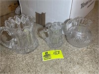 CUT GLASS PITCHER AND JUICE PITCHERS