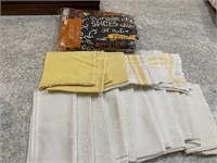 Cloth napkins, vinyl tablecloth