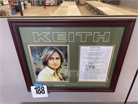 KEITH URBAN FRAMED AUTOGRAPHED W/COA 23" X 19"