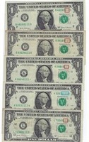 US$1 FRN Star Notes Fancy SN x4 Trio&1Quad.FN206