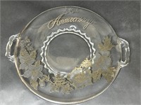 50TH Anniversary Cake Plate Silver Overlay