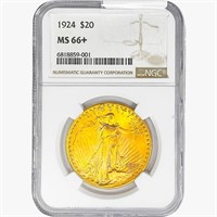 1924 $20 Gold Double Eagle NGC MS66+