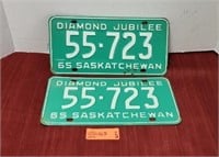 2 Vintage 1965 License Plates