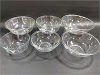 Six Glass Mixing Bowls, (some scratches)