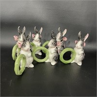 6 Fitz & Floyd Bunny Napkin Rings