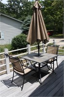 Patio table, 2 chairs, umbrella 39 x 39 PORCH