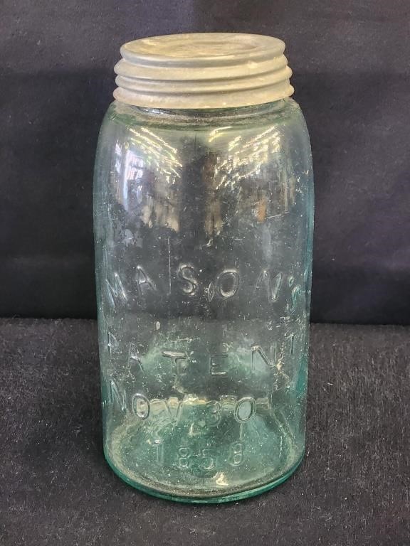 MASON PATENT 1858 QUART FRUIT JAR