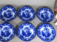 Lot of 6 Shanghae Flow Blue Plates
