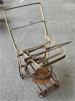 (O) Vintage Metal Cart 25” x 17 1/2” x 38 1/2”