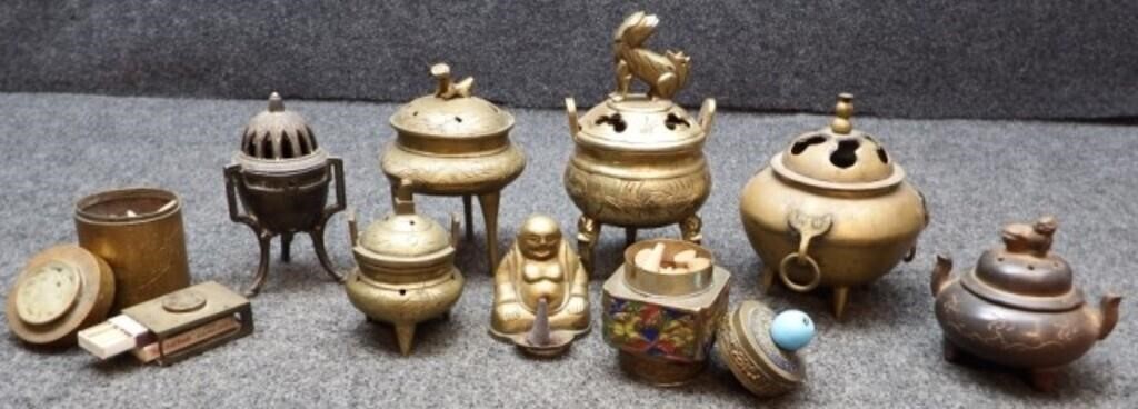 Brass & Pottery Inscense Burners / Censers