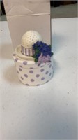 Two’s Company ceramic hat box/purple