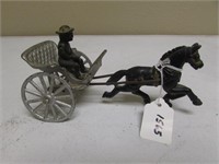 metal carriage,horse & man
