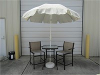 Patio Table, 2 Chairs & Umbrella