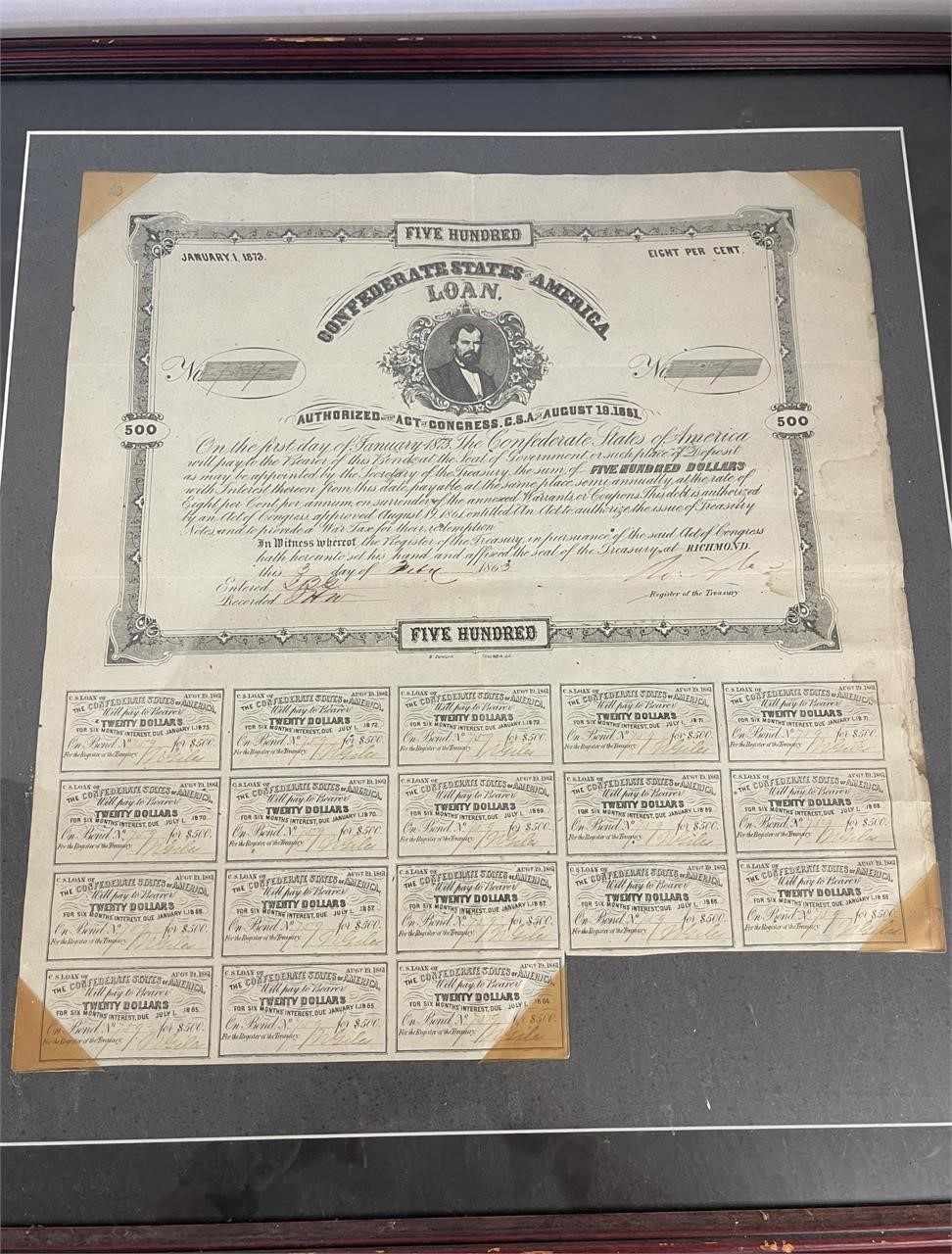1873 Five Hundred Confederate States Loan