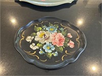 Hand Painted Tole Serving Tray 16.5” long x 13.5”