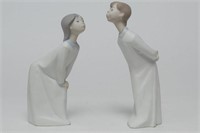 Lladro Porcelain Figurines, Kissing Pair