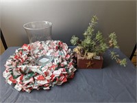 Christmas Decor with Hurricane Vase