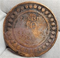 1891 Tunisia 10 Centimes Coin