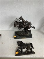 Heavy Cheyenne statue and cast iron horse