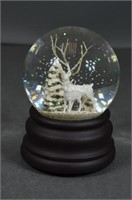White Reindeer Musical Snow Globe