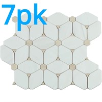 7pk Polished Marble Mosaic Tile 11.5x14.5, Cecily