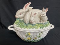 Italian porcelain rabbit tureen, made for