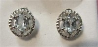aquamarine & diamond accents earrings