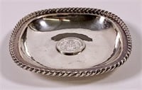 Sterling silver ashtray, 118g, 4.5" dia. with 1876